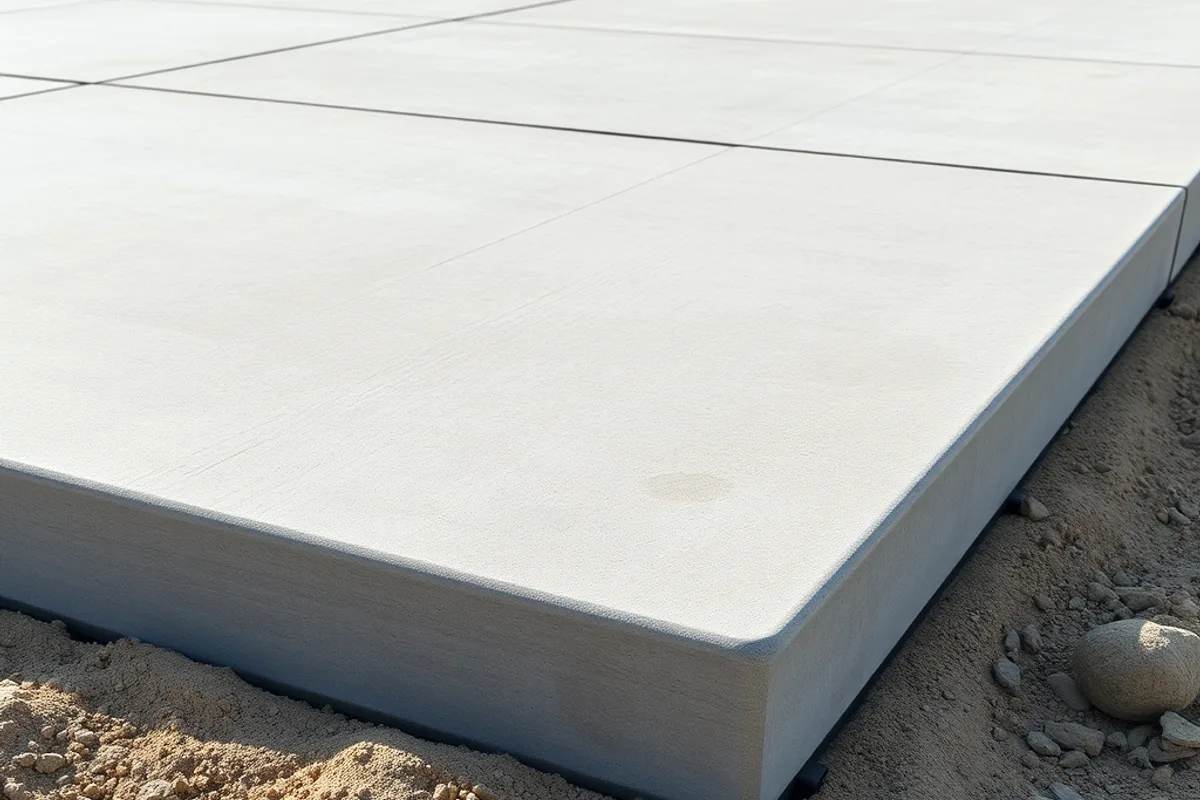 Concrete slab foundation with straight control joints and a clean edge