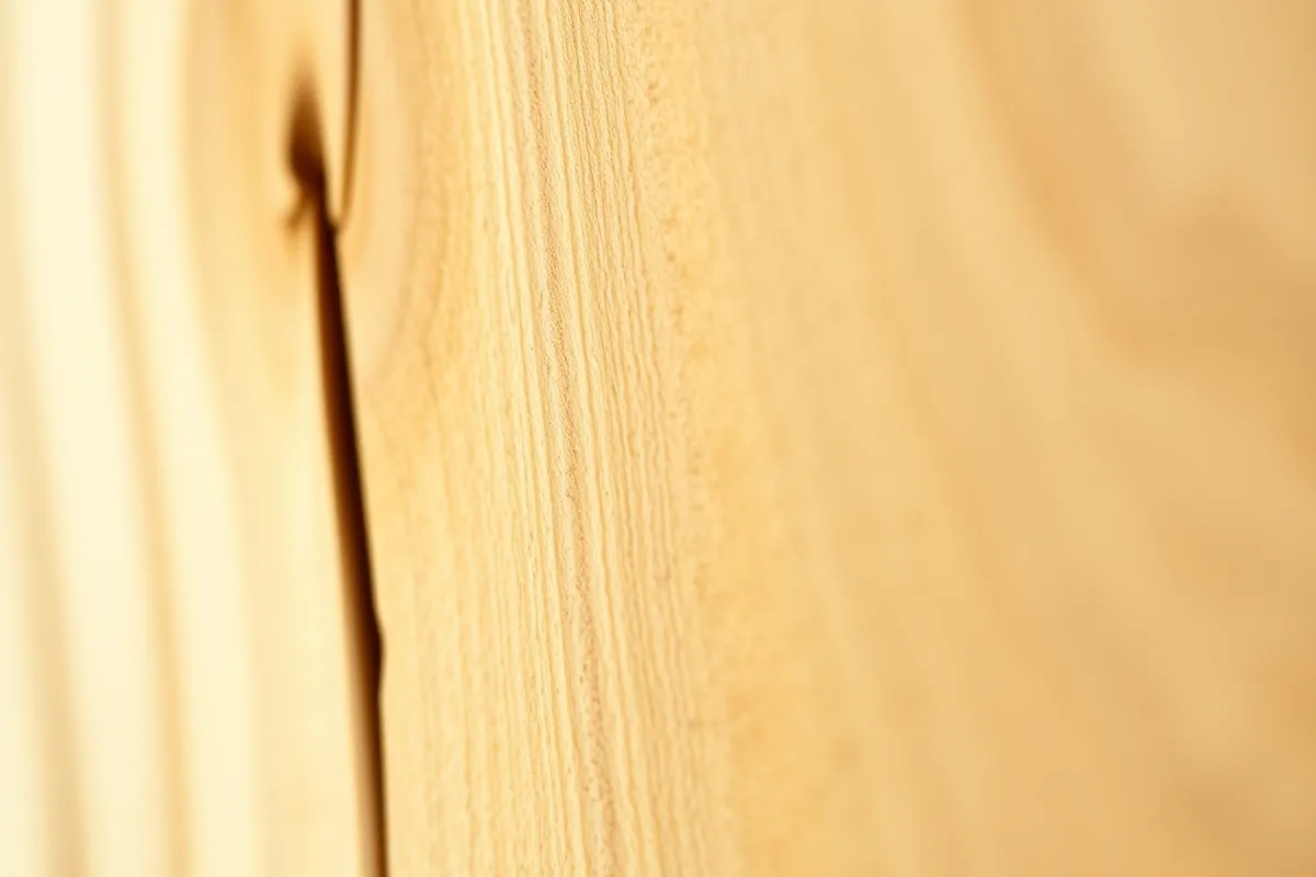 Close-up of engineered wood grain with visible finger joints and lamination lines